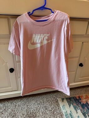 Nike Girls Light Pink Short Sleeve Tee with White Swoosh